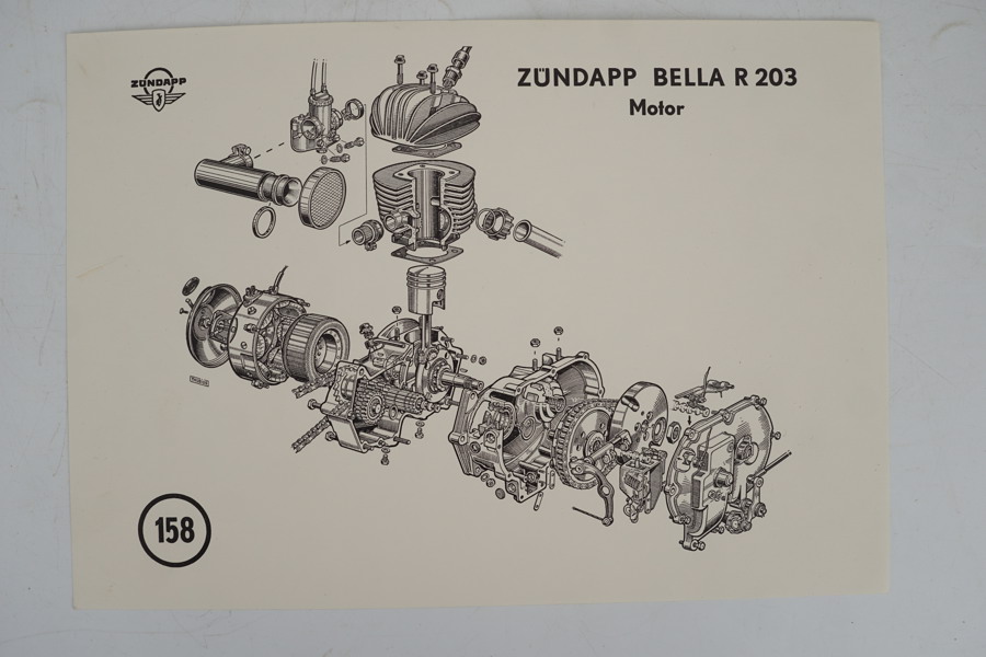 Zundapp Bella R 203 tvärsnitt motor. A455/