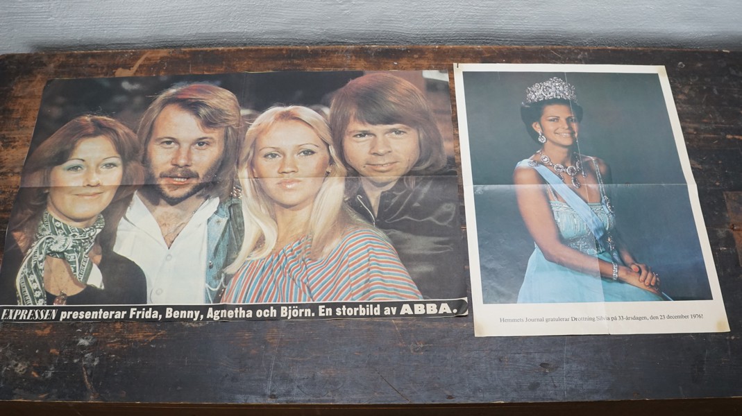 ABBA affisch med foto på drottning Silvia. A16