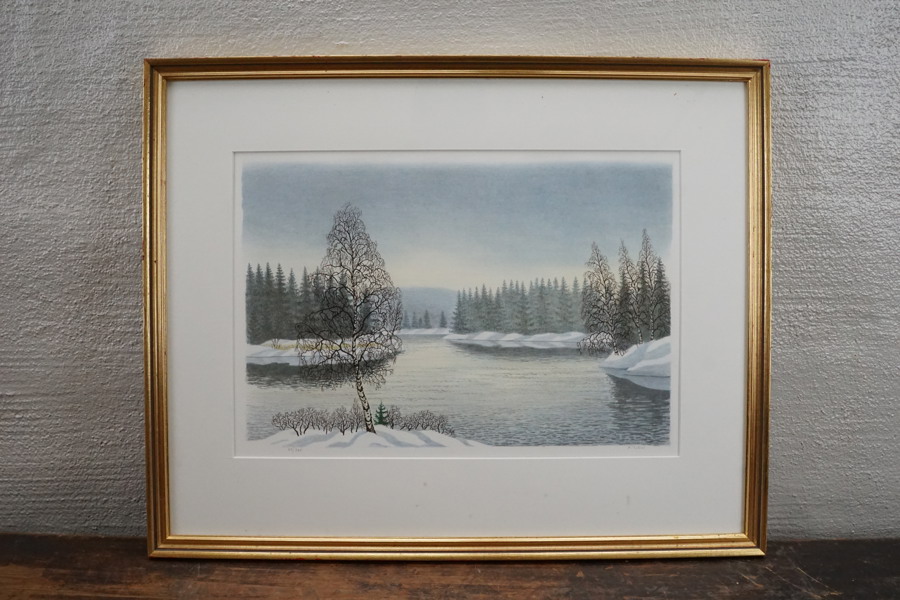 Per Julius signerad färglitografi (sjö) 59x47cm. M42