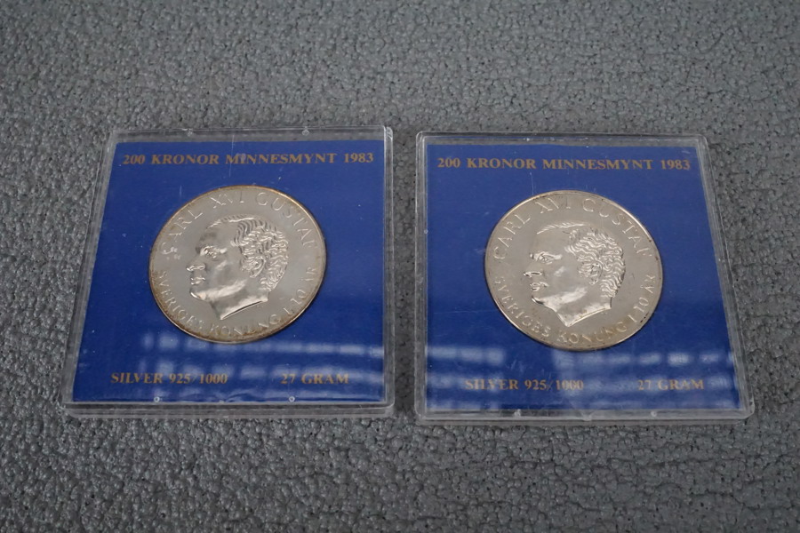 2st Minnesmynt 200kr 1983 i Silver. A386