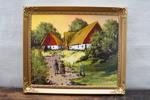 Sven-Erik Lund signerad olja på duk (gård) 71,5x60,5cm. M30