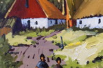 Sven-Erik Lund signerad olja på duk (gård) 71,5x60,5cm. M30