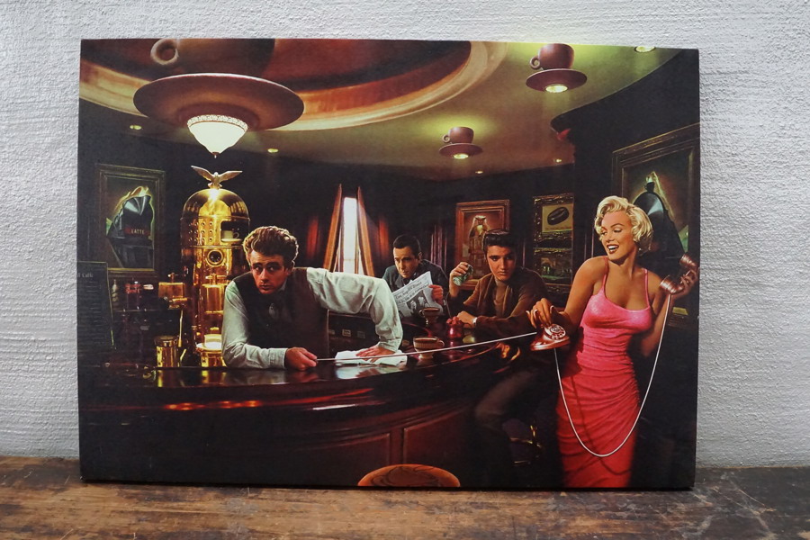 Tryck (Elvis Presley Marilyn Monroe James Dean) 70x50cm. M34